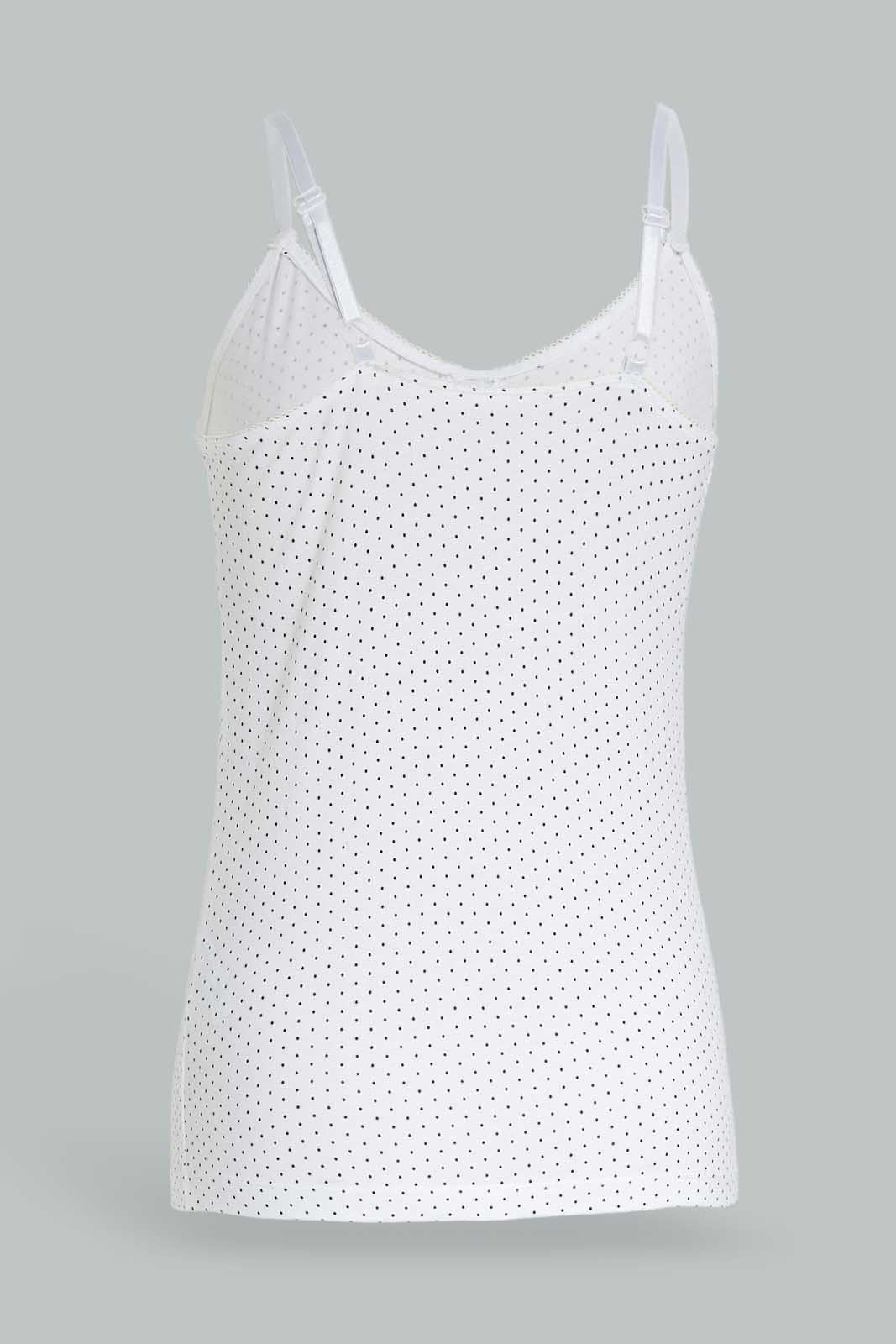 Redtag-Girls-Pink-X-White/Black-Polka-Dots-(2Pcs)-365,-Category:Vests,-Colour:Assorted,-Deals:New-In,-Dept:Girls,-ESS,-Filter:Senior-Girls-(8-to-14-Yrs),-GSR-Vests,-New-In-GSR-APL,-Non-Sale,-Section:Girls-(0-to-14Yrs)-Senior-Girls-9 to 14 Years