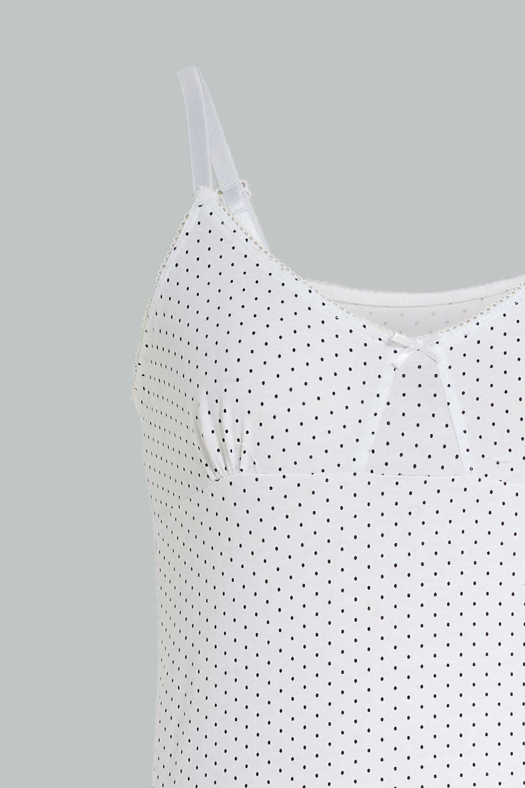 Redtag-Girls-Pink-X-White/Black-Polka-Dots-(2Pcs)-365,-Category:Vests,-Colour:Assorted,-Deals:New-In,-Dept:Girls,-ESS,-Filter:Senior-Girls-(8-to-14-Yrs),-GSR-Vests,-New-In-GSR-APL,-Non-Sale,-Section:Girls-(0-to-14Yrs)-Senior-Girls-9 to 14 Years