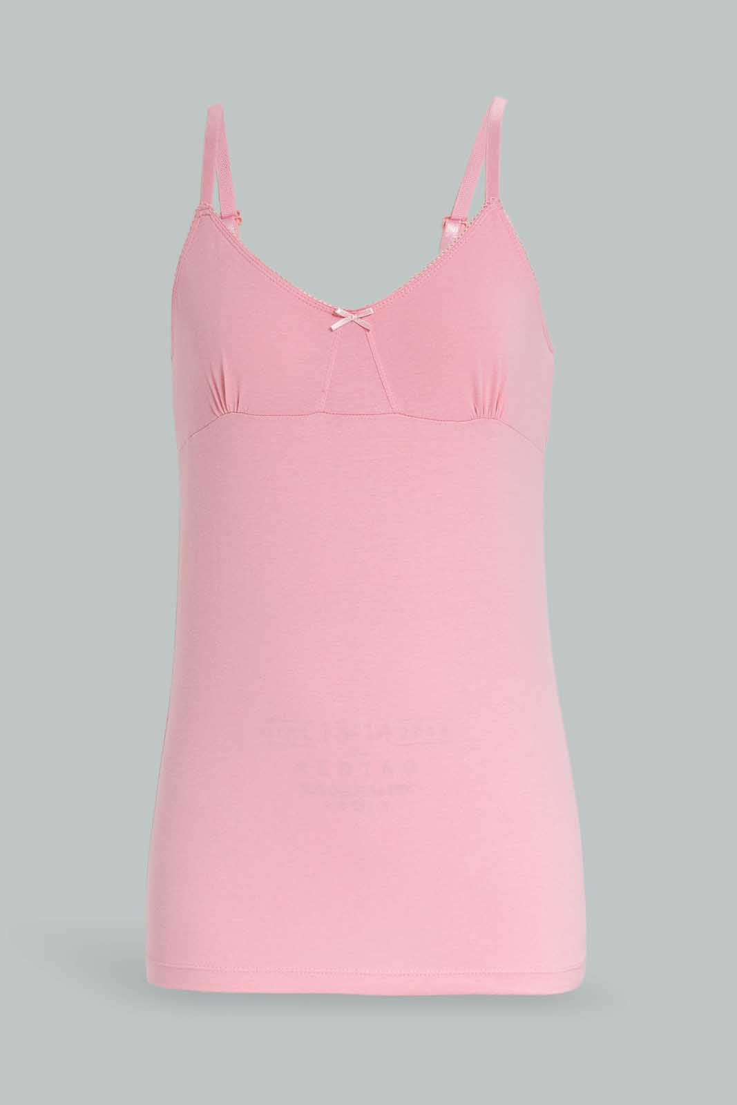 Redtag-Girls-Pink-X-White/Black-Polka-Dots-(2Pcs)-365,-Category:Vests,-Colour:Assorted,-Deals:New-In,-Dept:Girls,-ESS,-Filter:Senior-Girls-(8-to-14-Yrs),-GSR-Vests,-New-In-GSR-APL,-Non-Sale,-Section:Girls-(0-to-14Yrs)-Senior-Girls-9 to 14 Years
