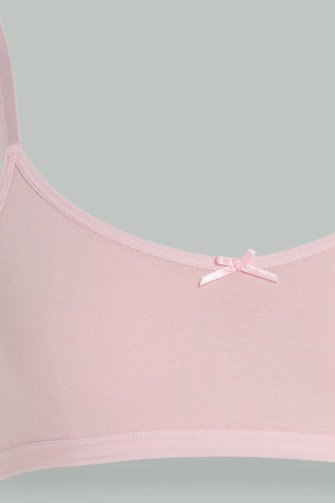 Senior Girls Pink And Yellow Padded Bra (2 Piece)