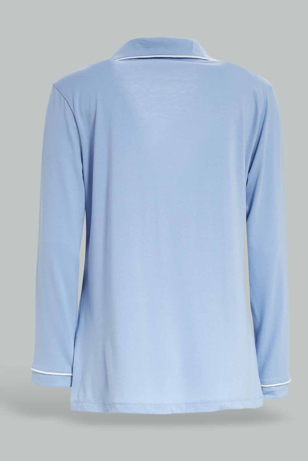 Redtag-Women-Blue-Color-Solid-Long-Sleeves-Pajama-Set-Category:Pyjama-Sets,-Colour:Blue,-Deals:New-In,-Dept:Ladieswear,-Filter:Women's-Clothing,-New-In-Women-APL,-Non-Sale,-Section:Women,-W22B,-Women-Pyjama-Sets--