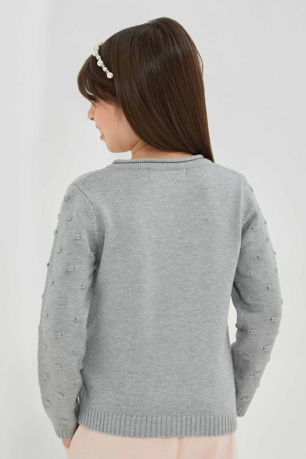 Redtag-Girls-Grey-Melange-With-Pink-Pocket-Long-Sleeve-Cardigans-Category:Cardigans,-Colour:Grey,-Deals:New-In,-Filter:Girls-(2-to-8-Yrs),-GIR-Cardigans,-New-In-GIR-APL,-Non-Sale,-Section:Girls-(0-to-14Yrs),-W22B-Girls-2 to 8 Years