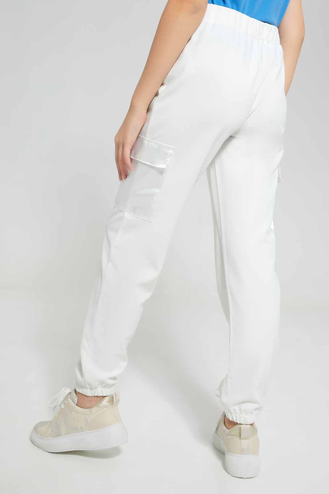 Redtag-Girls-White-Cargo-Pocket-Pants-Category:Trousers,-Colour:White,-Deals:New-In,-Filter:Senior-Girls-(8-to-14-Yrs),-GSR-Trousers,-New-In-GSR-APL,-Non-Sale,-Section:Girls-(0-to-14Yrs),-W22A-Senior-Girls-9 to 14 Years