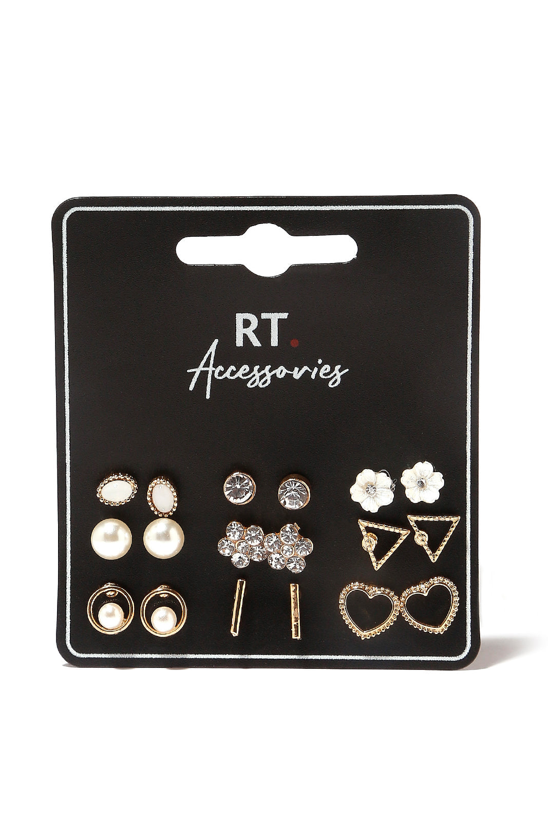 Redtag-Women-Gold-Studs-(9-Pairs)-Category:Jewellery,-Colour:Gold,-Dept:Ladieswear,-Filter:Women's-Accessories,-LEC-Jewellery,-New-In,-New-In-Women-ACC,-Non-Sale,-S23A,-Section:Women-Women-