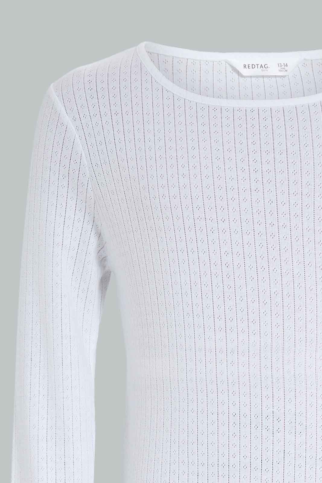 Redtag-Girls-White-Thermal-Top-365,-Category:Thermals,-Colour:White,-Deals:New-In,-Dept:Girls,-Filter:Senior-Girls-(8-to-14-Yrs),-GSR-Thermals,-New-In-GSR-APL,-Non-Sale,-Section:Girls-(0-to-14Yrs)-Senior-Girls-9 to 14 Years