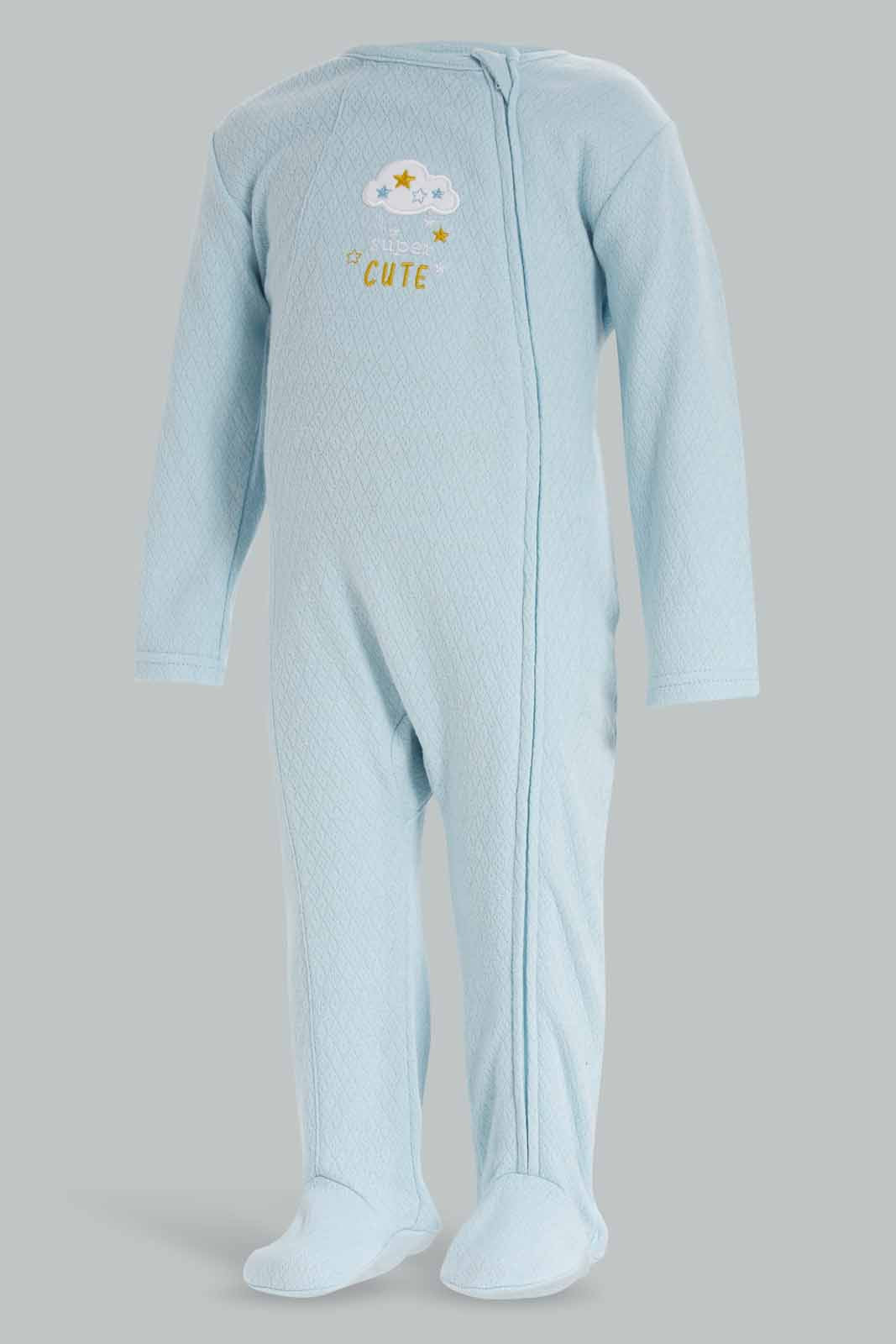Redtag-Boys-Blue-Sc-Pointelle-Sleepsuit-Blue-Category:Sleepsuits,-Colour:Apricot,-Deals:New-In,-Dept:New-Born,-Filter:Baby-(0-to-12-Mths),-NBB-Sleepsuits,-New-In-NBB-APL,-Non-Sale,-Section:Boys-(0-to-14Yrs),-W22B-Baby-