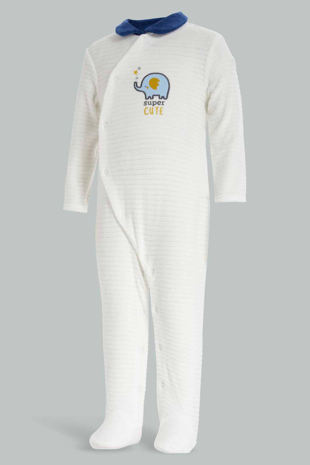 Redtag-White-Sc-Jacq-Velour-Sleepsuit-Category:Sleepsuits,-Colour:Apricot,-Deals:New-In,-Dept:New-Born,-Filter:Baby-(0-to-12-Mths),-NBF-Sleepsuits,-New-In-NBF-APL,-Non-Sale,-Section:Boys-(0-to-14Yrs),-W22B-Baby-