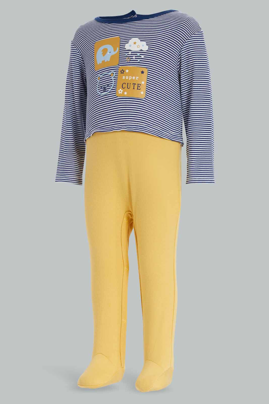 Redtag-Boys-Navy-Pl-Elephant-Pjyama-Set-Category:Sleepsuits,-Colour:Apricot,-Deals:New-In,-Dept:New-Born,-Filter:Baby-(0-to-12-Mths),-NBB-Sleepsuits,-New-In-NBB-APL,-Non-Sale,-Section:Boys-(0-to-14Yrs),-W22B-Baby-