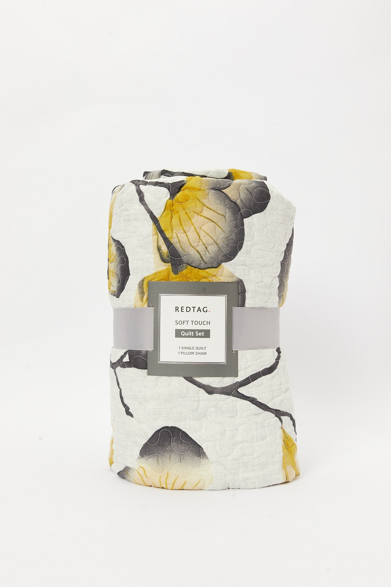 Redtag-Grey-Floral-2-Pcs-Printed-Quilt-Set-(Single-Size)-Category:Quilts,-Colour:Grey,-Deals:New-In,-Dept:Home,-Filter:Home-Bedroom,-HMW-BED-Quilts,-New-In-HMW-BED,-Non-Sale,-S23A,-Section:Homewares-Home-Bedroom-