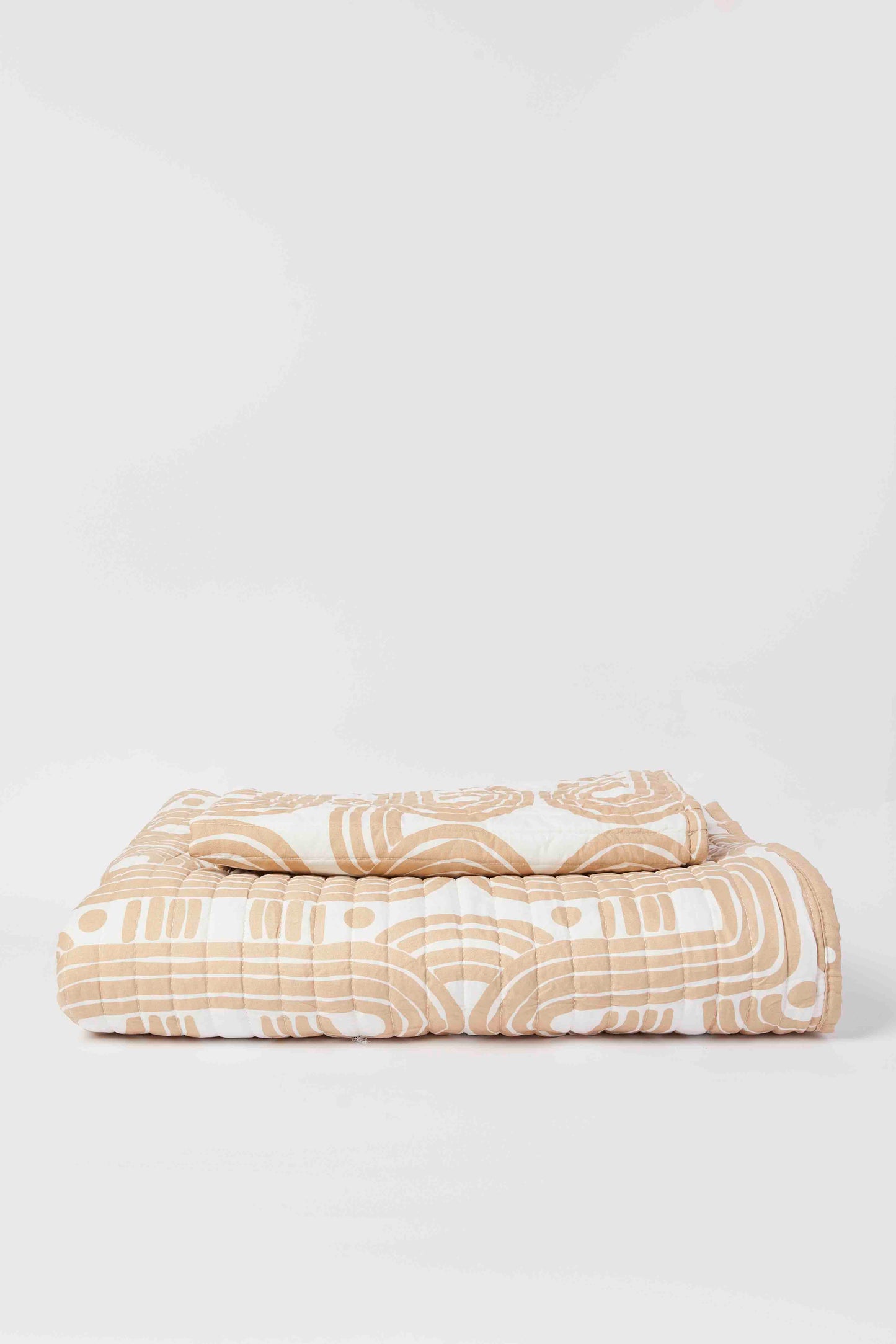 Grey Geometric Printed 2-Piece Quilted Set (Single)