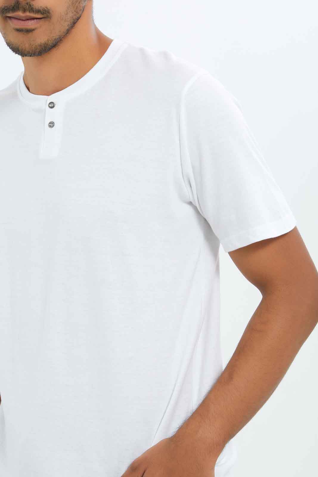 Redtag-Men-White-Henley-T-Shirt-Category:T-Shirts,-Colour:White,-Deals:New-In,-Dept:Menswear,-Filter:Men's-Clothing,-Men-T-Shirts,-New-In-Men-APL,-Non-Sale,-S23B,-Section:Men,-TBL-Men's-