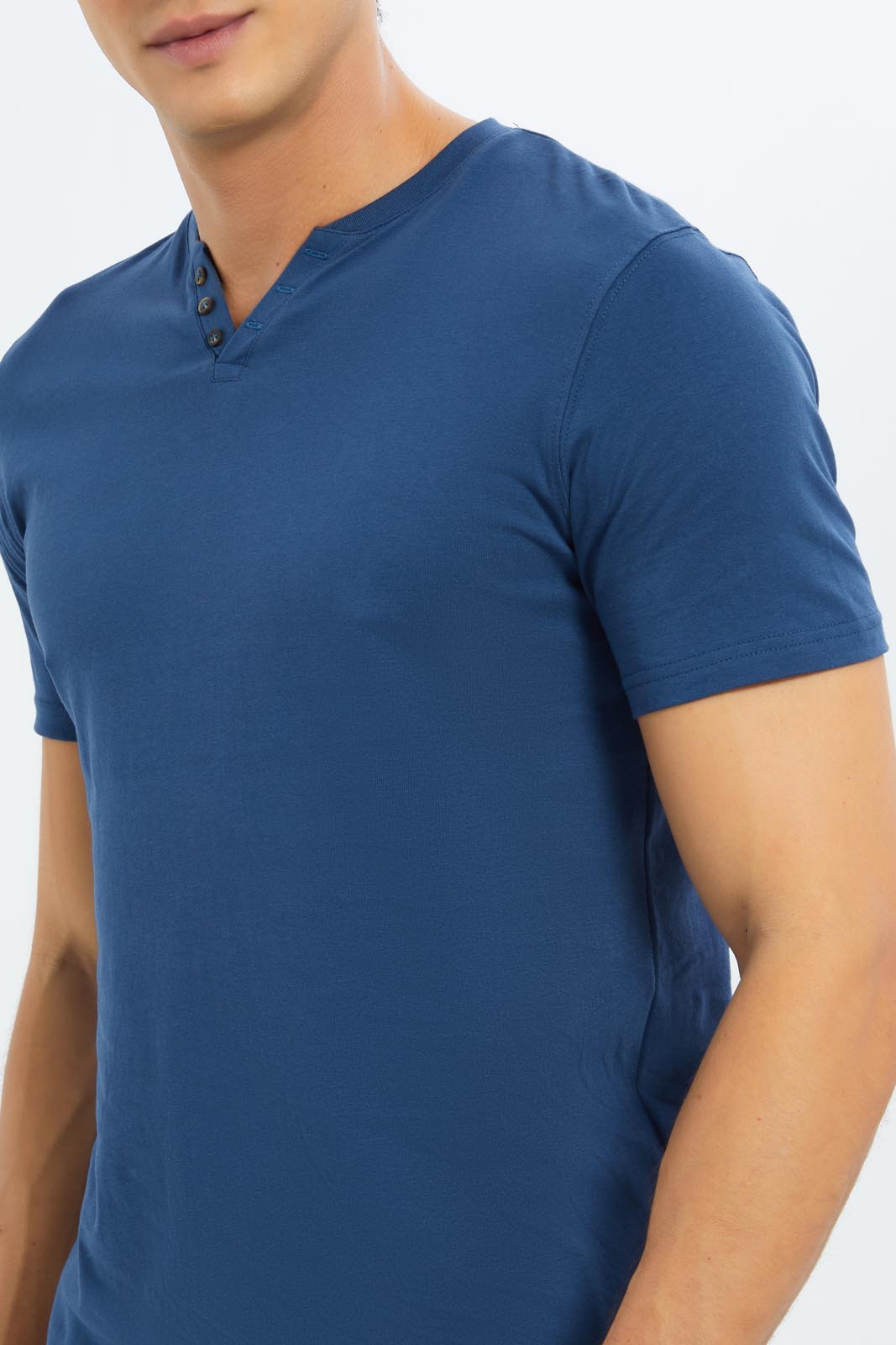 Redtag-Men-Blue-Notch-Neck-T-Shirt-Category:T-Shirts,-Colour:Blue,-Deals:New-In,-Dept:Menswear,-Filter:Men's-Clothing,-Men-T-Shirts,-New-In-Men-APL,-Non-Sale,-S23C,-Section:Men-Men's-
