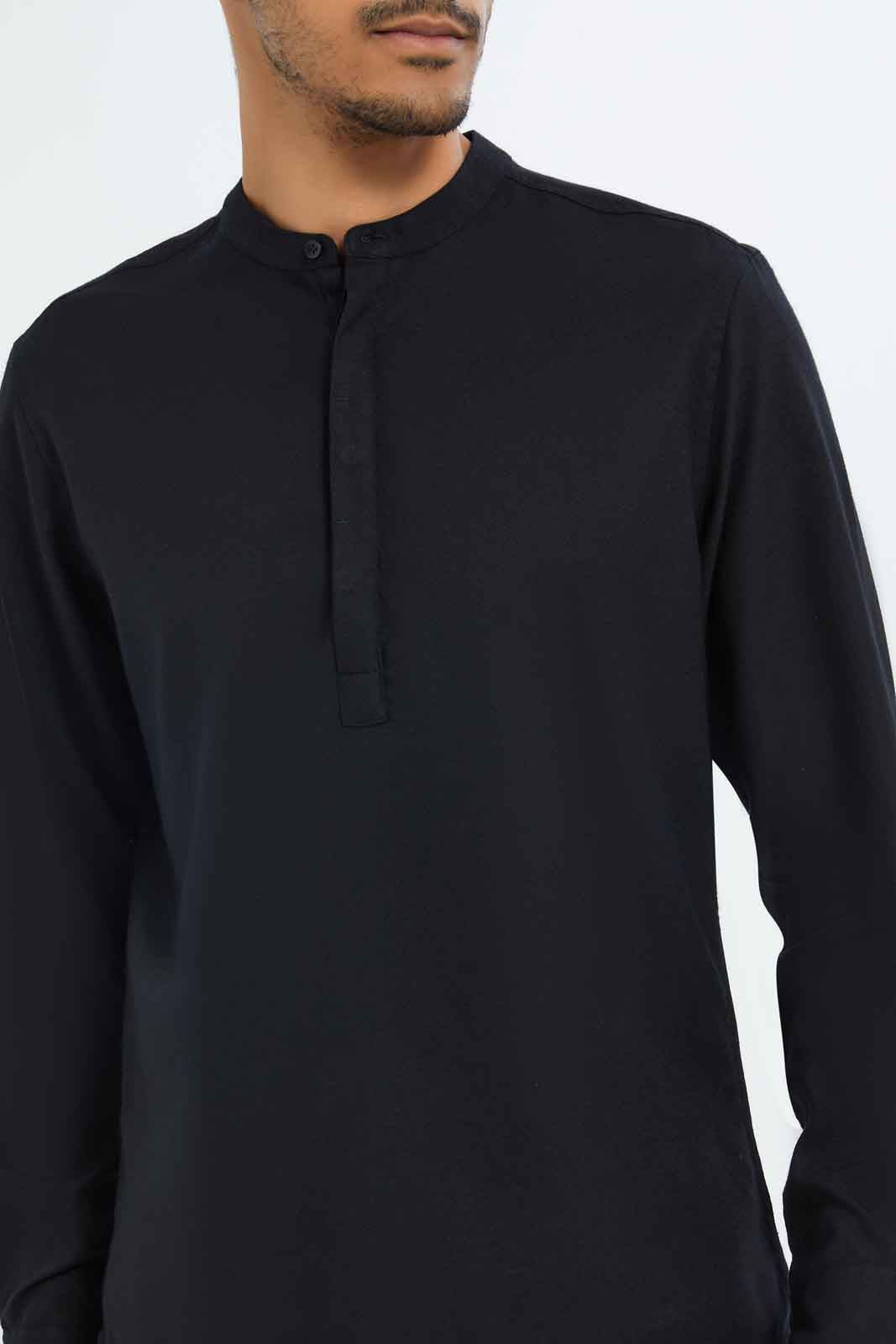 Redtag-Men-Black-Oxford-Kurta-Shirt-Category:Shirts,-Colour:Black,-Deals:New-In,-Dept:Menswear,-Filter:Men's-Clothing,-Men-Shirts,-New-In-Men-APL,-Non-Sale,-S23C,-Section:Men,-TBL-Men's-