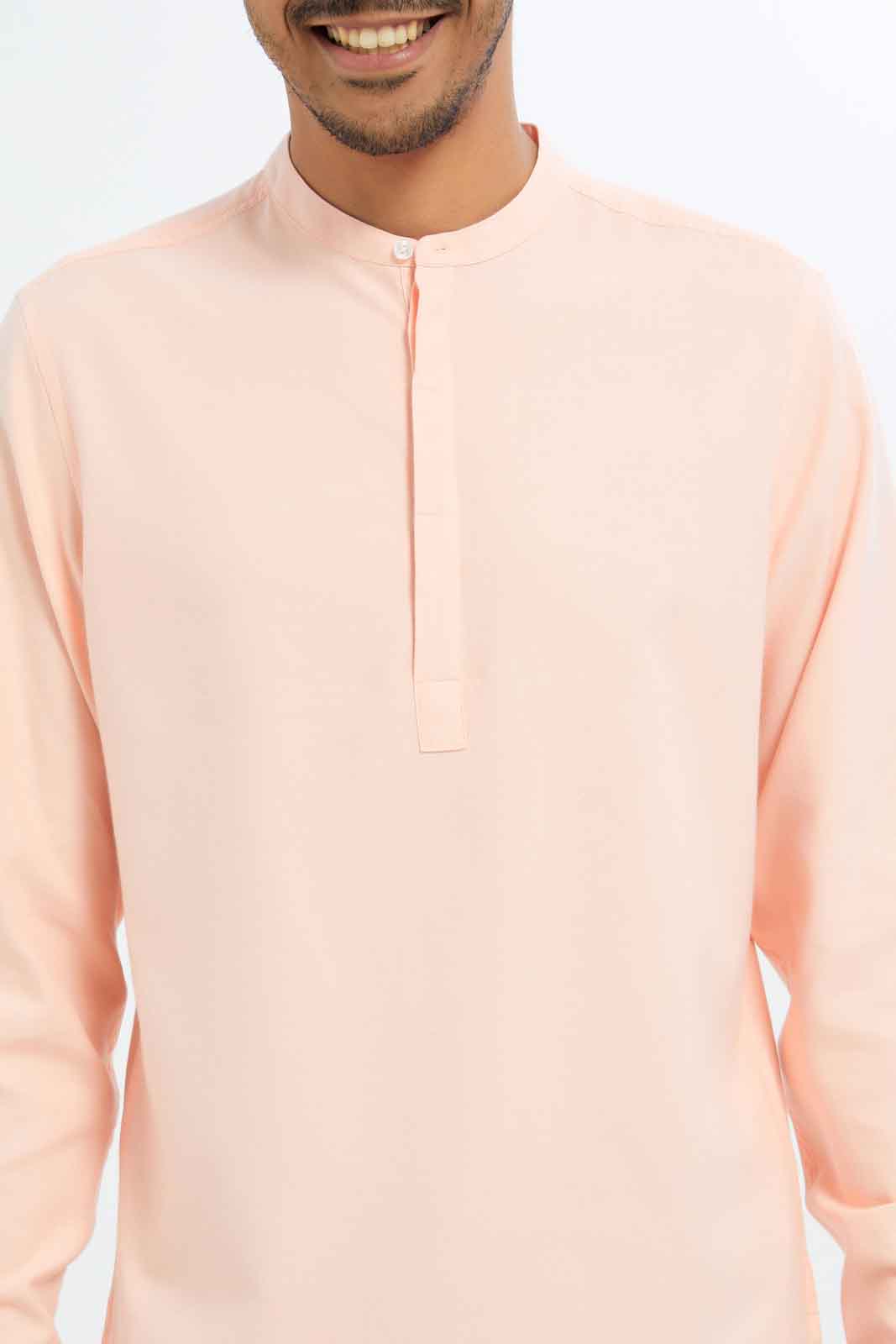 Redtag-Men-Mint-Orange-Oxford-Kurta-Shirt-Category:Shirts,-Colour:Orange,-Deals:New-In,-Dept:Menswear,-Filter:Men's-Clothing,-Men-Shirts,-New-In-Men-APL,-Non-Sale,-S23C,-Section:Men,-TBL-Men's-