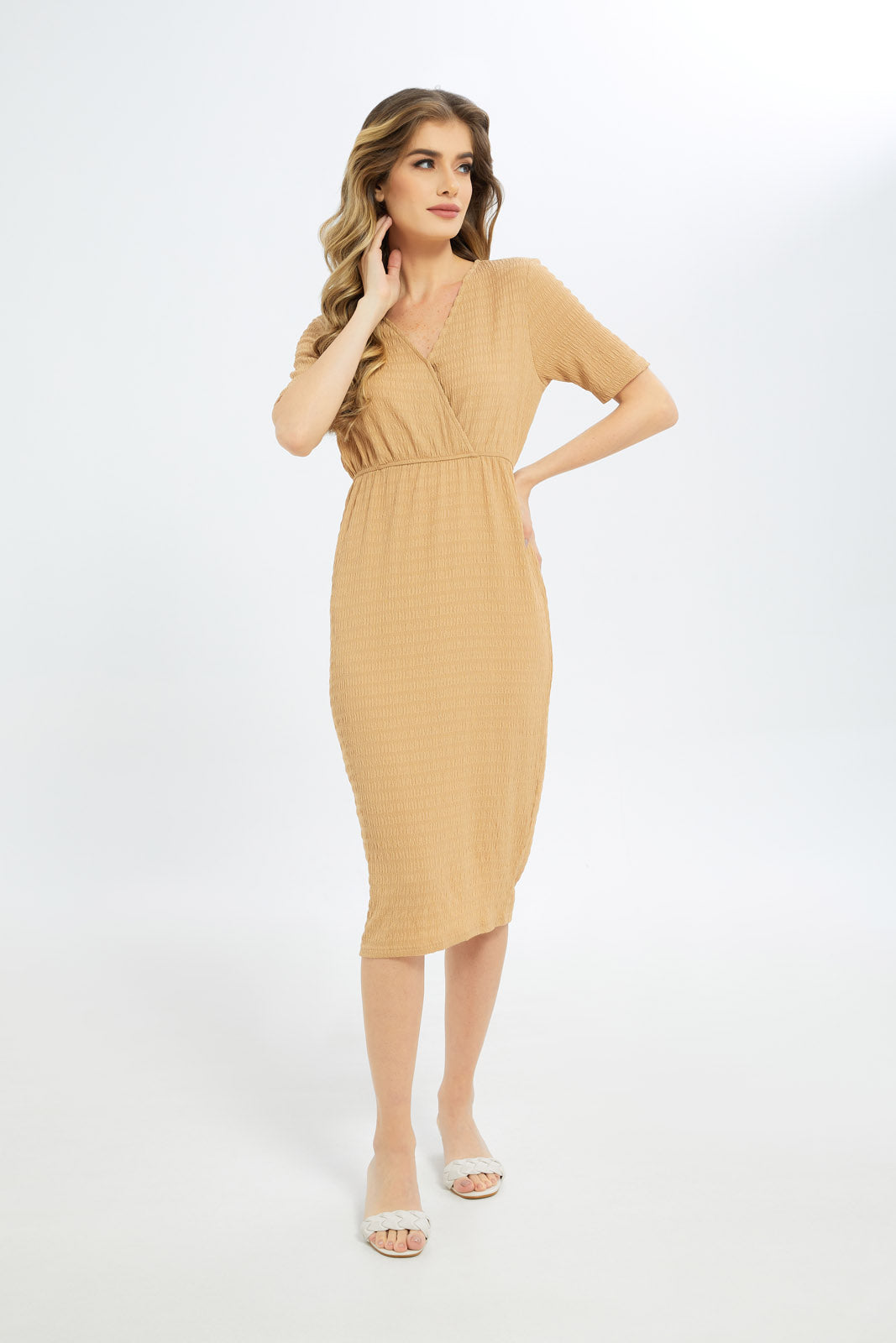 Redtag-Women-Sand-Dress-Category:Dresses,-Colour:Sand,-Deals:New-In,-Dept:Ladieswear,-Filter:Women's-Clothing,-LDC,-LDC-Dresses,-New-In-LDC-APL,-Non-Sale,-S23C,-Section:Women-Women's-
