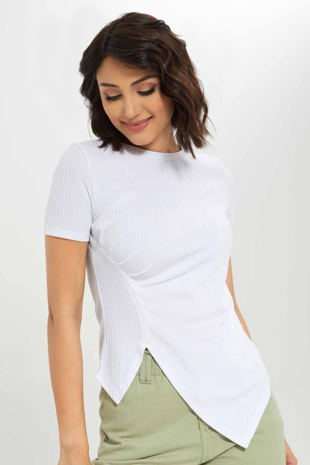 Redtag-Women-Asym-Rib-Tee-Category:Tops,-Colour:White,-Deals:New-In,-Dept:Ladieswear,-Filter:Women's-Clothing,-KSH,-New-In-Women-APL,-Non-Sale,-S23A,-Section:Women,-Women-Tops-Women's-