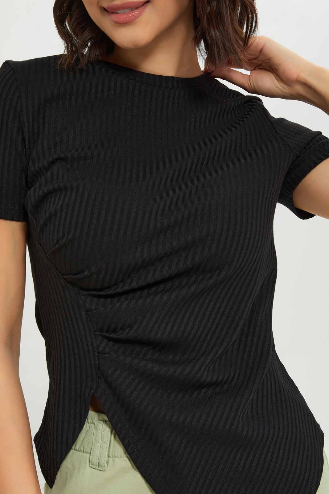 Redtag-Women-Asym-Rib-Tee-Category:Tops,-Colour:Black,-Deals:New-In,-Dept:Ladieswear,-Filter:Women's-Clothing,-KSH,-New-In-Women-APL,-Non-Sale,-S23A,-Section:Women,-Women-Tops-Women's-