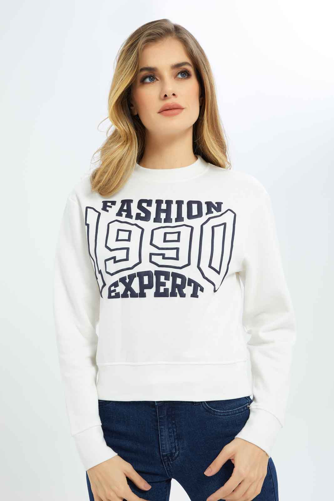 Redtag-Women-White-Sweatshirts-Category:Sweatshirts,-Colour:White,-Deals:New-In,-Dept:Ladieswear,-Filter:Women's-Clothing,-LDC,-LDC-Sweatshirts,-New-In-LDC-APL,-Non-Sale,-S23B,-Section:Women-Women's-
