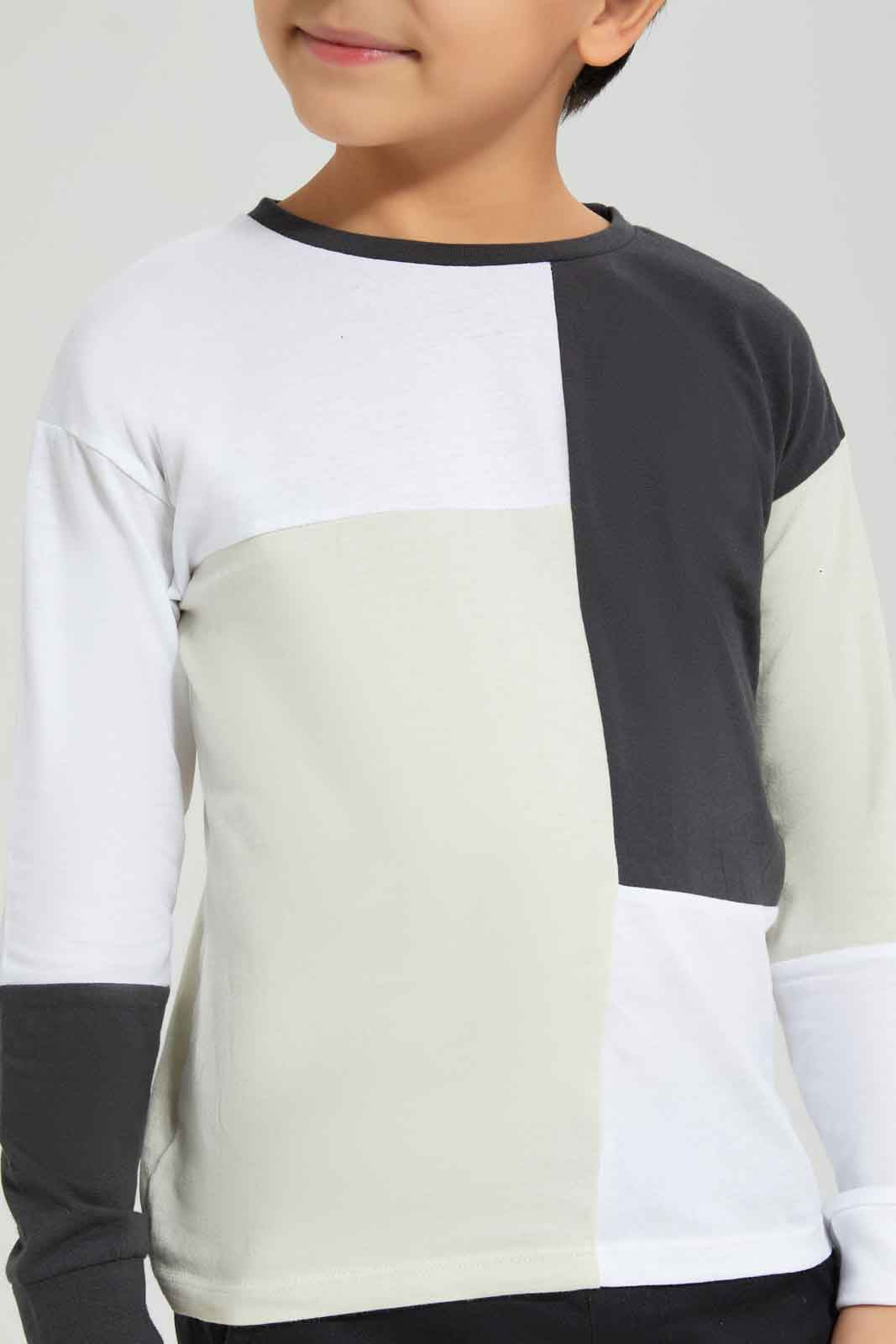 Redtag-Boys-Grey-Cut-And-Sew-T-Shirt-BOY-T-Shirts,-Category:T-Shirts,-Colour:Grey,-Deals:New-In,-Dept:Boys,-Filter:Boys-(2-to-8-Yrs),-New-In-BOY-APL,-Non-Sale,-Section:Boys-(0-to-14Yrs),-W22B-Boys-2 to 8 Years