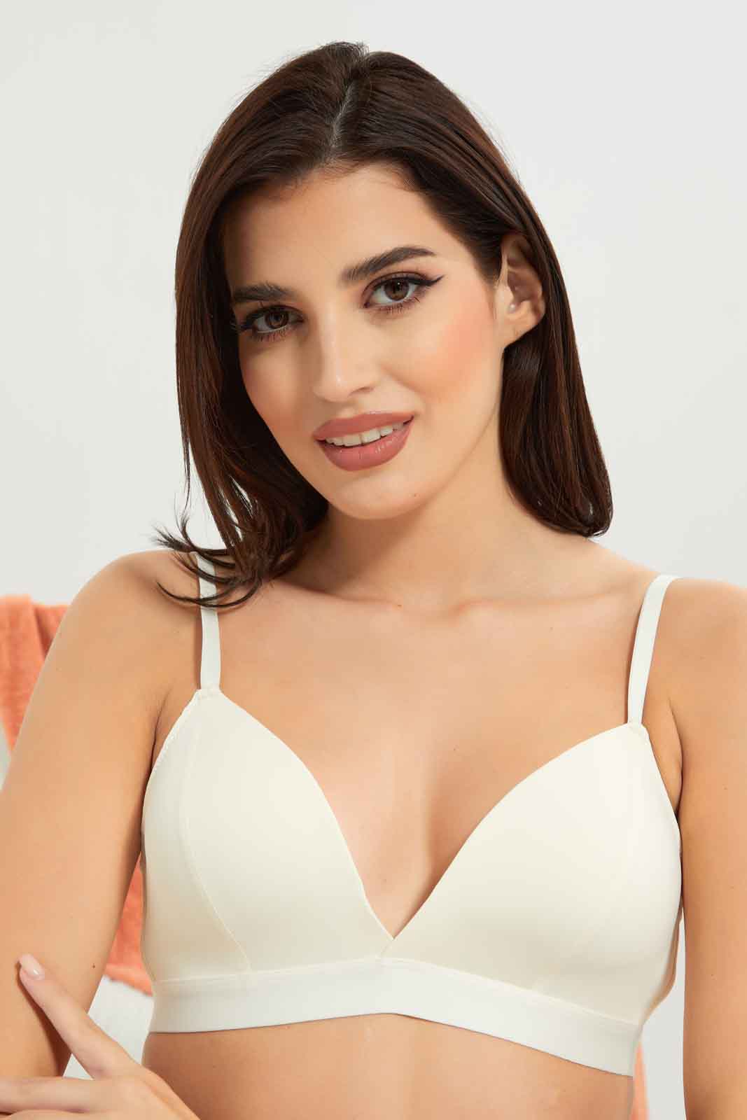 Women Grey And Ivory Padded Non Wired Bra (Pack of 2)