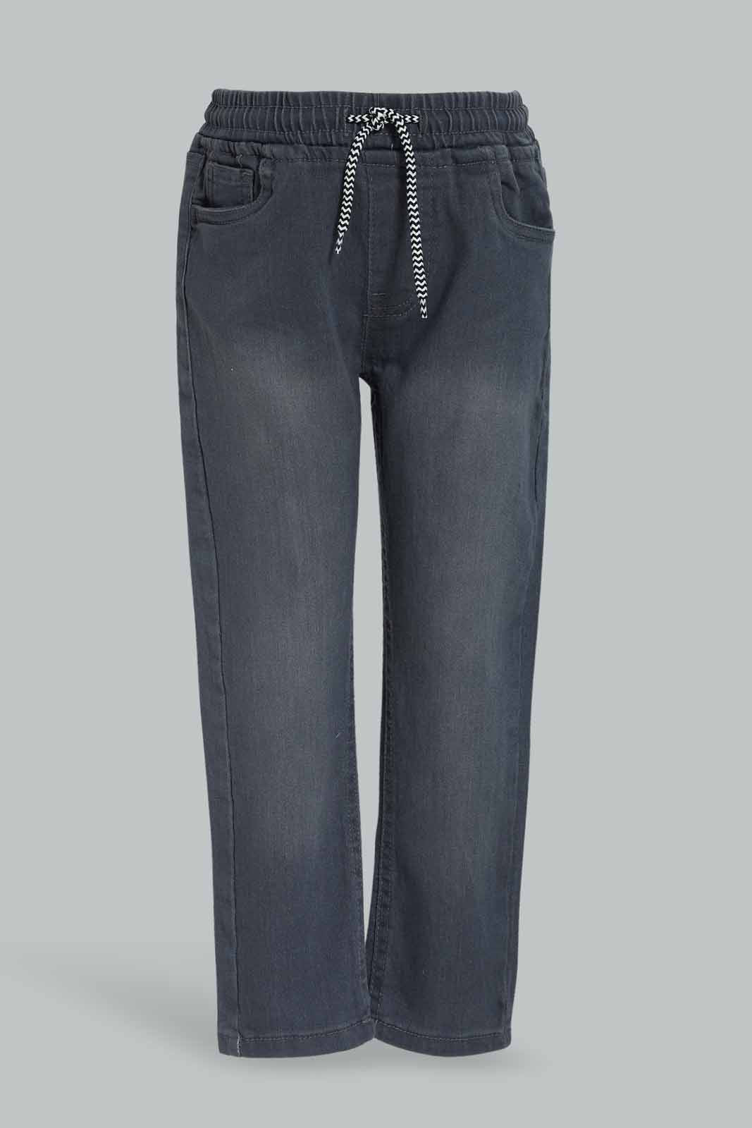 Redtag-Boys-Dark-Grey-Elasticated-Waist-Jean-365,-BOY-Jeans,-Category:Jeans,-Colour:Charcoal,-Deals:New-In,-Dept:Boys,-Filter:Boys-(2-to-8-Yrs),-New-In-BOY-APL,-Non-Sale,-Section:Boys-(0-to-14Yrs),-TBL-Boys-2 to 8 Years