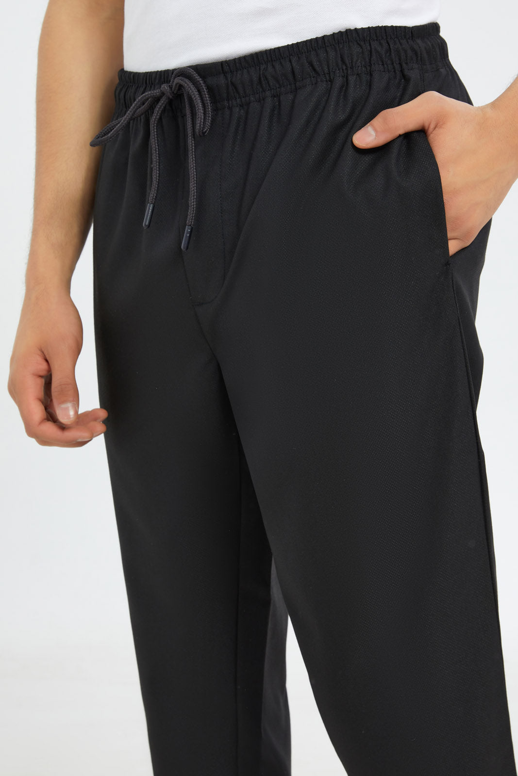 Redtag-Men-Black-Pull-On-Trousers-CAPSULE-BUY,-Category:Trousers,-Colour:Black,-Deals:New-In,-Dept:Menswear,-Filter:Men's-Clothing,-H1:MWR,-H2:GEN,-H3:TRS,-H4:CTR,-Men-Trousers,-New-In-Men-APL,-Non-Sale,-S23C,-Season:S23C,-Section:Men-Men's-