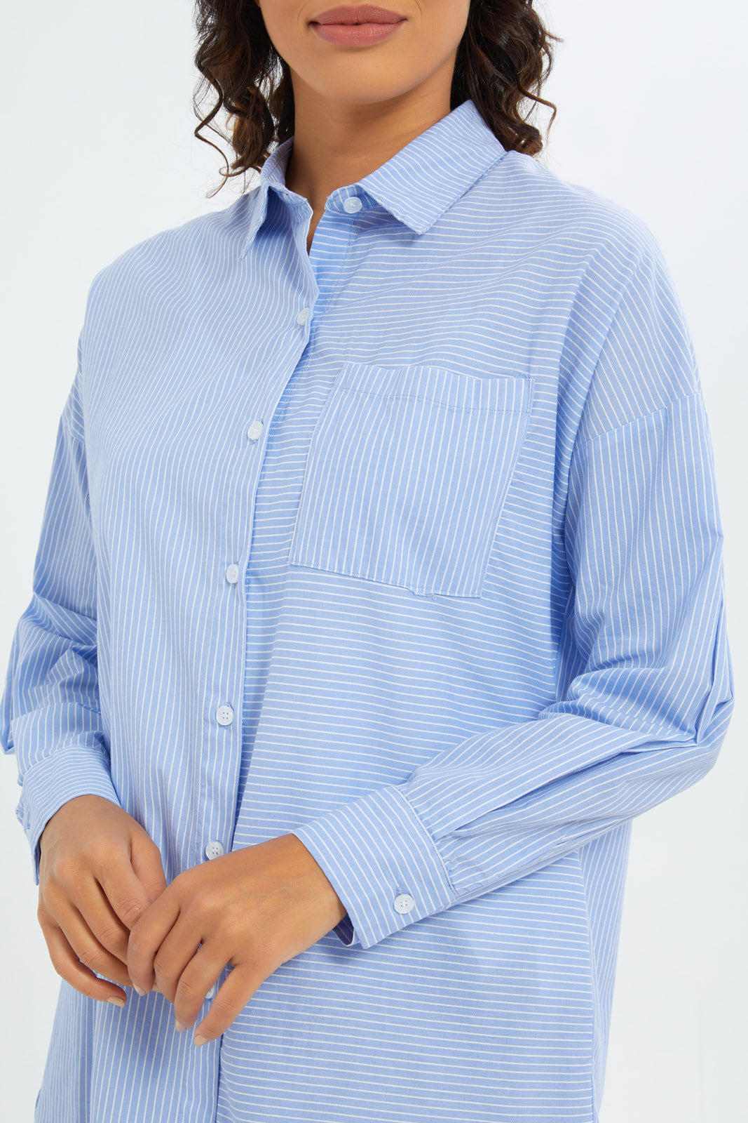 Redtag-Women-Assorted-Poplin-Shirt-Stripe-Category:Blouses,-Colour:Assorted,-Deals:New-In,-Dept:Ladieswear,-Filter:Women's-Clothing,-H1:LWR,-H2:LAD,-H3:BLO,-H4:CBL,-New-In-Women-APL,-Non-Sale,-S23A,-Season:S23A,-Section:Women,-Women-Blouses-Women's-