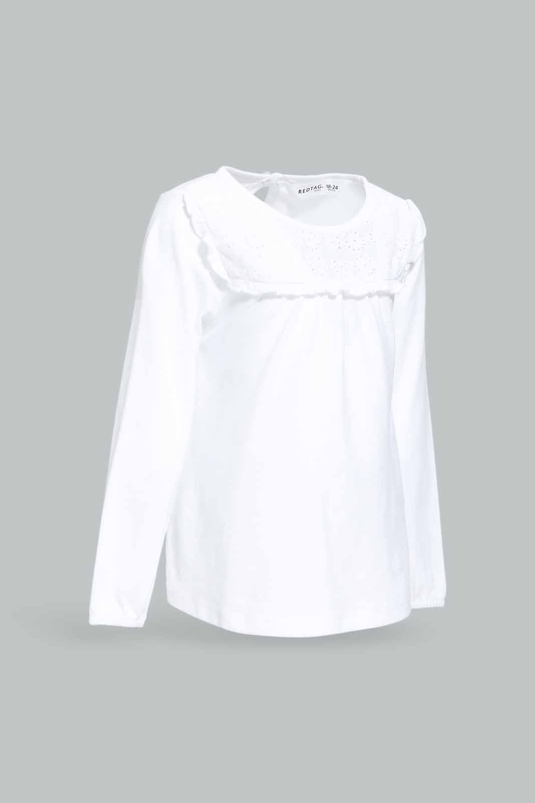 Redtag-Girls-Ivory-Schifly-Yoke-Blouse-Category:Blouses,-Colour:Ivory,-Deals:New-In,-Dept:Girls,-Filter:Infant-Girls-(3-to-24-Mths),-ING-Blouses,-New-In-ING-APL,-Non-Sale,-S23A,-Section:Girls-(0-to-14Yrs)-Infant-Girls-3 to 24 Months