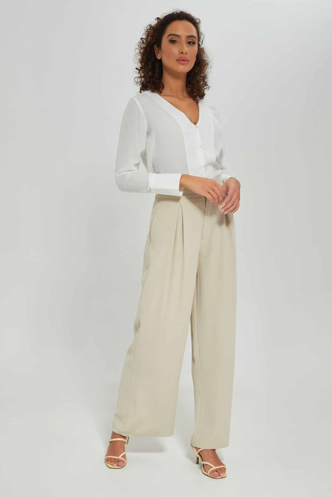 Redtag-Women-Button-Front-V-Neck-Blouse-Category:Blouses,-Colour:Cream,-Deals:New-In,-Dept:Ladieswear,-Filter:Women's-Clothing,-New-In-Women-APL,-Non-Sale,-S23A,-Section:Women,-Women-Blouses-Women's-