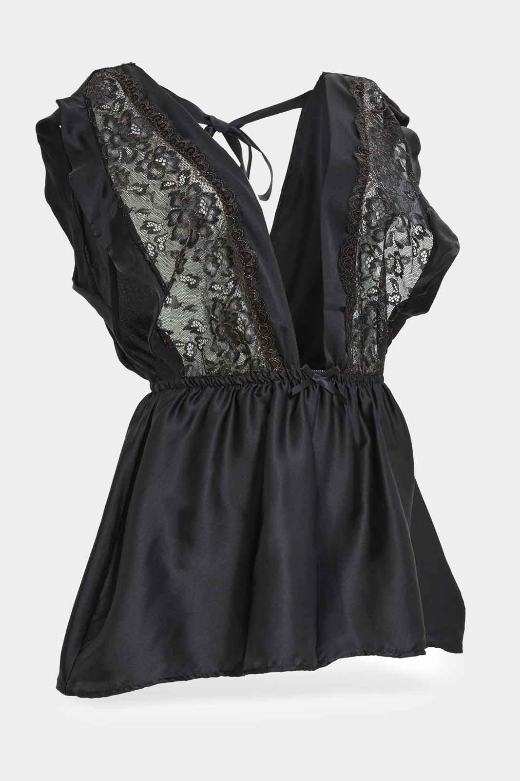Redtag-Women-Black-Plain-Babydoll-With-Thong-Category:Babydolls,-Colour:Black,-Deals:New-In,-Dept:Ladieswear,-Filter:Women's-Clothing,-New-In-Women-APL,-Non-Sale,-S23A,-Section:Women,-Women-Babydolls--