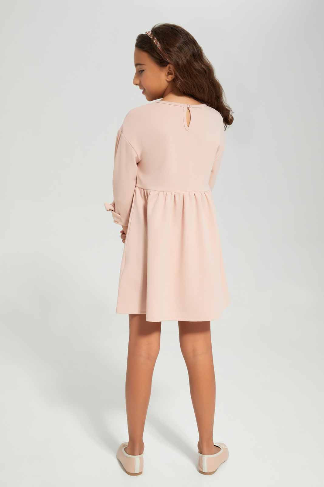 Girls Pink Solid Dress
