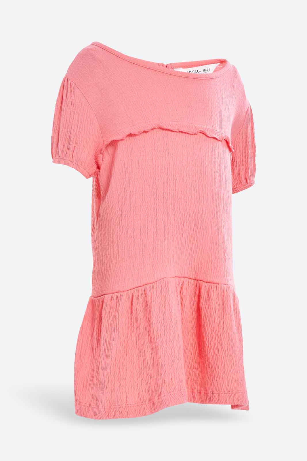 Redtag-Girls-Pink-Solid-Jacquard-Dress-Category:Dresses,-Colour:Apricot,-Deals:New-In,-Dept:Girls,-Filter:Infant-Girls-(3-to-24-Mths),-ING-Dresses,-New-In-ING-APL,-Non-Sale,-S23A,-Section:Girls-(0-to-14Yrs)-Infant-Girls-3 to 24 Months