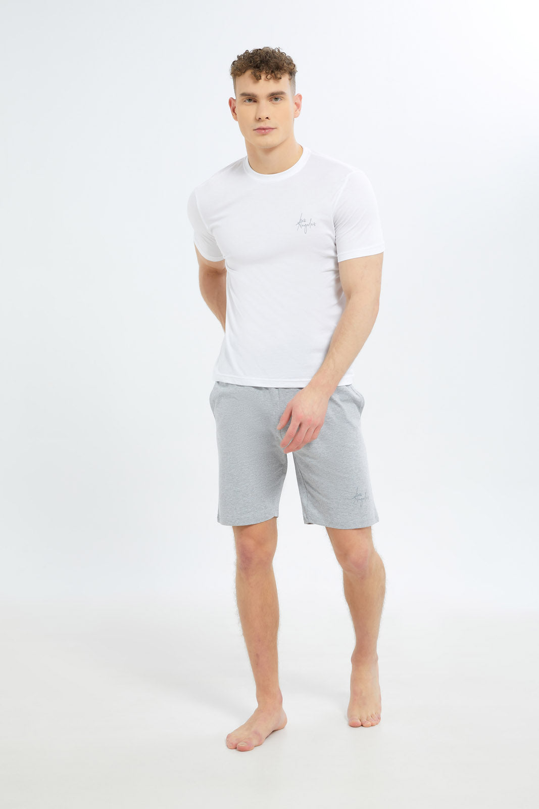 Redtag-Men-White-T-Shirt-&-Grey-Short-Pyjama-Shirt-Category:Pyjama-Sets,-Colour:White,-Deals:New-In,-Dept:Menswear,-Filter:Men's-Clothing,-Men-Pyjama-Sets,-New-In-Men-APL,-Non-Sale,-S23B,-Section:Men-Men's-