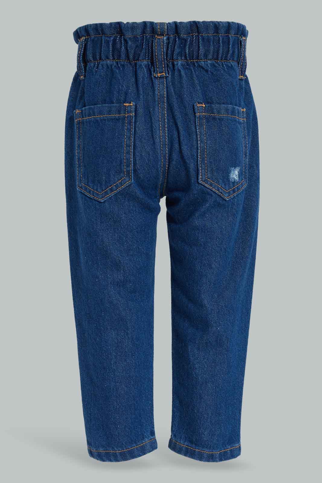 Redtag-Girls-Dark-Wash-Front-Buttoned-Baggy-Fit-Jeans-Category:Jeans,-Colour:Dark-Wash,-Deals:New-In,-Filter:Infant-Girls-(3-to-24-Mths),-ING-Jeans,-New-In-ING-APL,-Non-Sale,-Section:Girls-(0-to-14Yrs),-W22B-Infant-Girls-3 to 24 Months