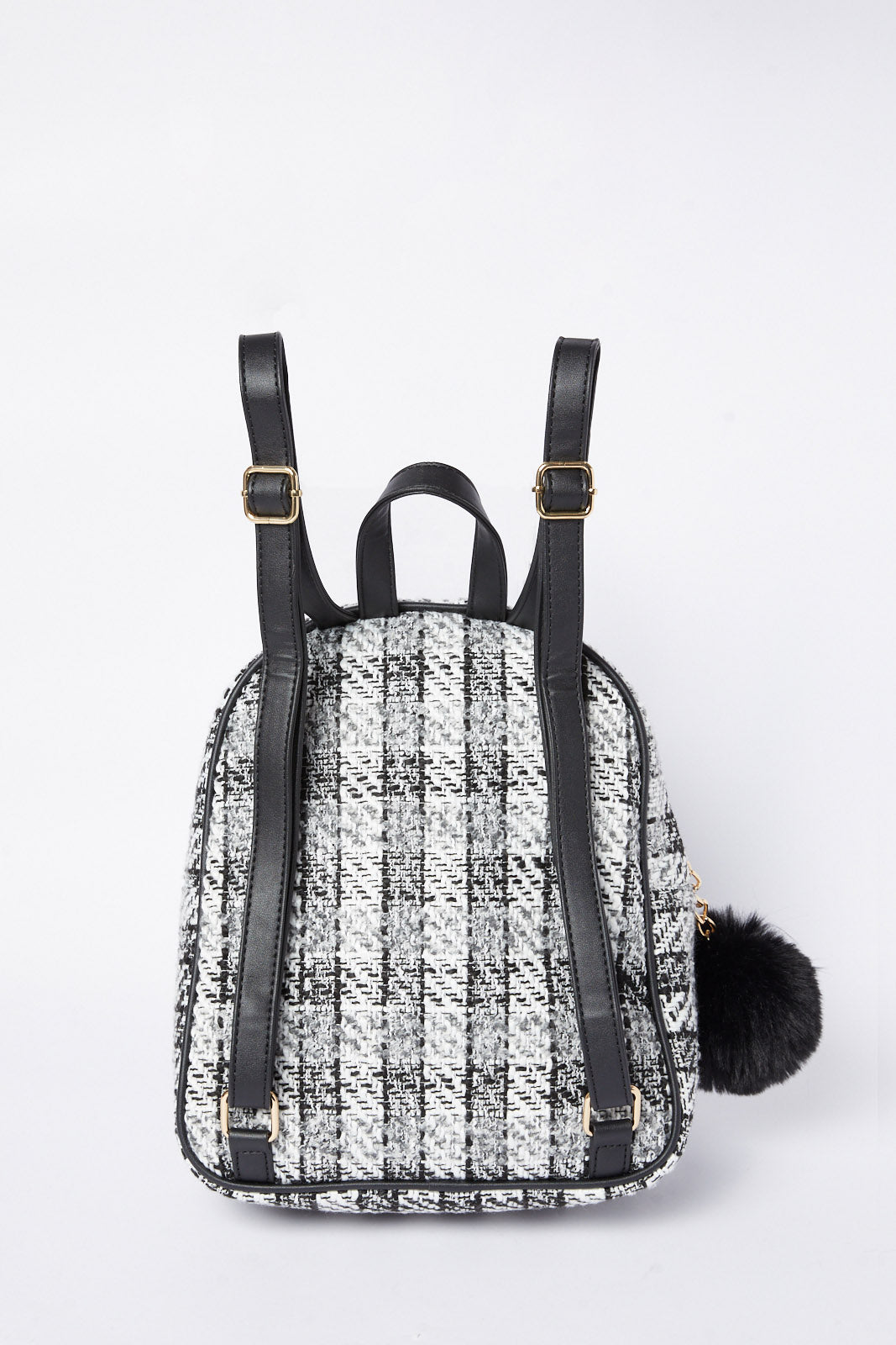Girls Black And Grey Twill Fabric Backpack