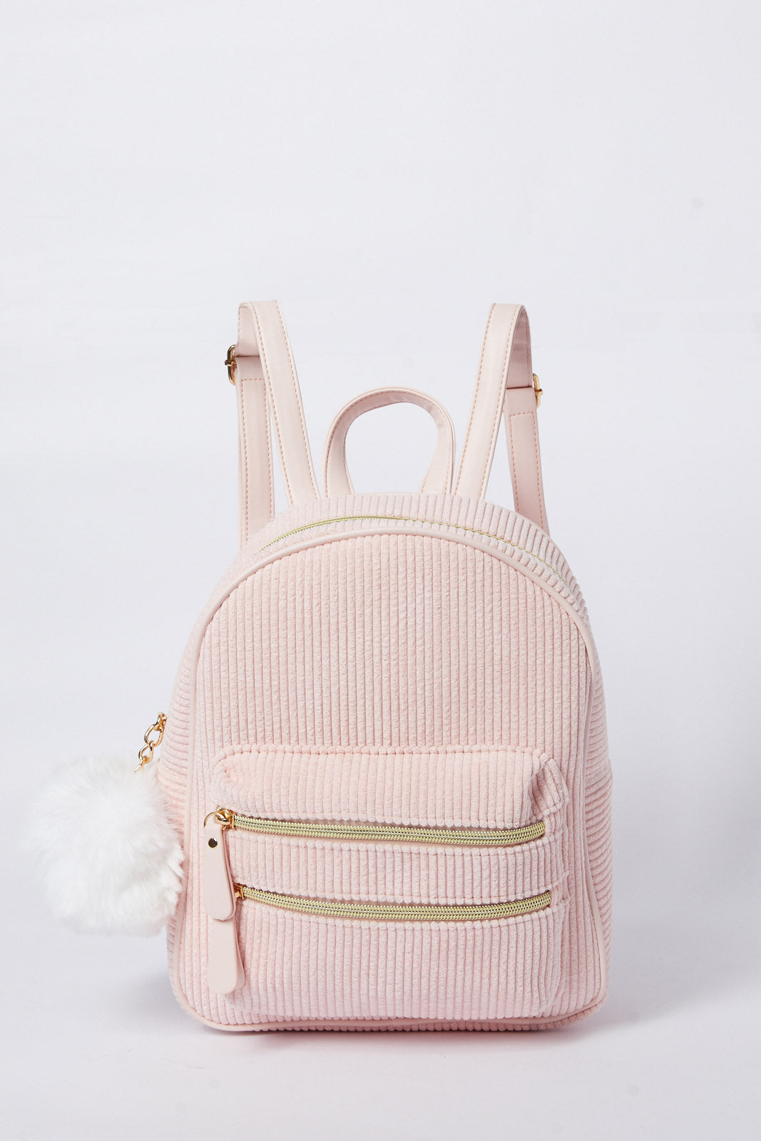 Girls Pink Corduroy Backpack