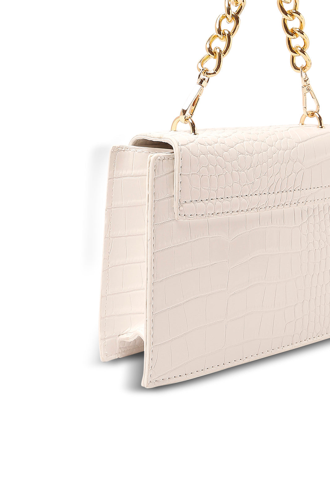 Redtag-White-With-Gold-Embellished-Buckle-Clutch-Bag-Category:Bags,-Colour:White,-Dept:Ladieswear,-Filter:Women's-Accessories,-New-In,-New-In-Women-ACC,-Non-Sale,-S23A,-Section:Women,-Women-Bags-Women-
