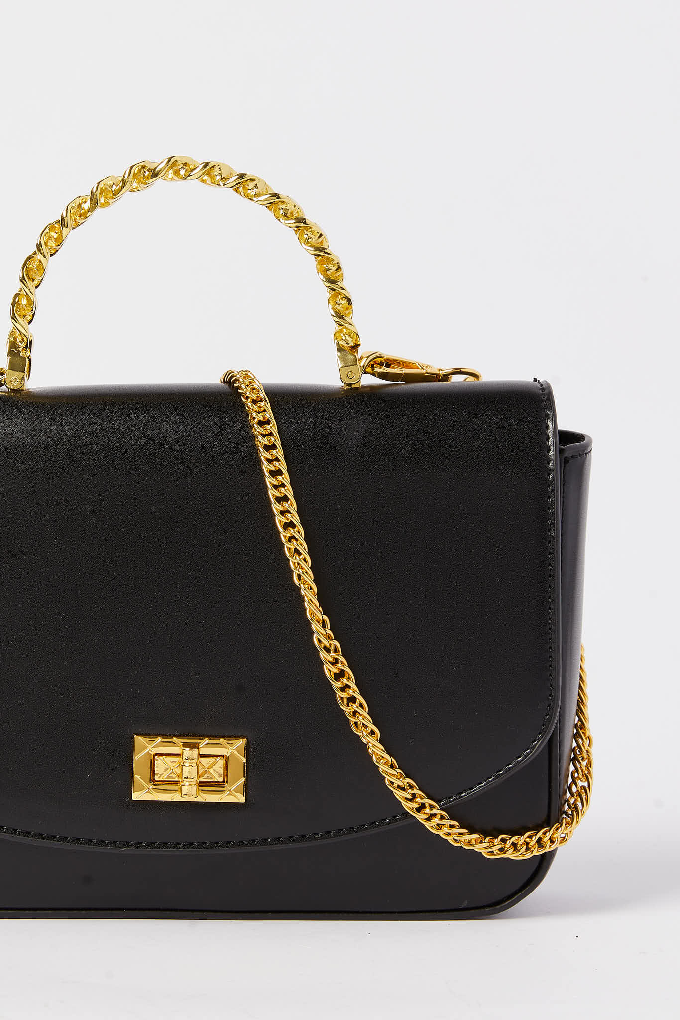 Redtag-Black-With-Gold-Embellished-Buckle-Clutch-Bag-Category:Bags,-Colour:Black,-Dept:Ladieswear,-Filter:Women's-Accessories,-New-In,-New-In-Women-ACC,-Non-Sale,-S23A,-Section:Women,-Women-Bags-Women-