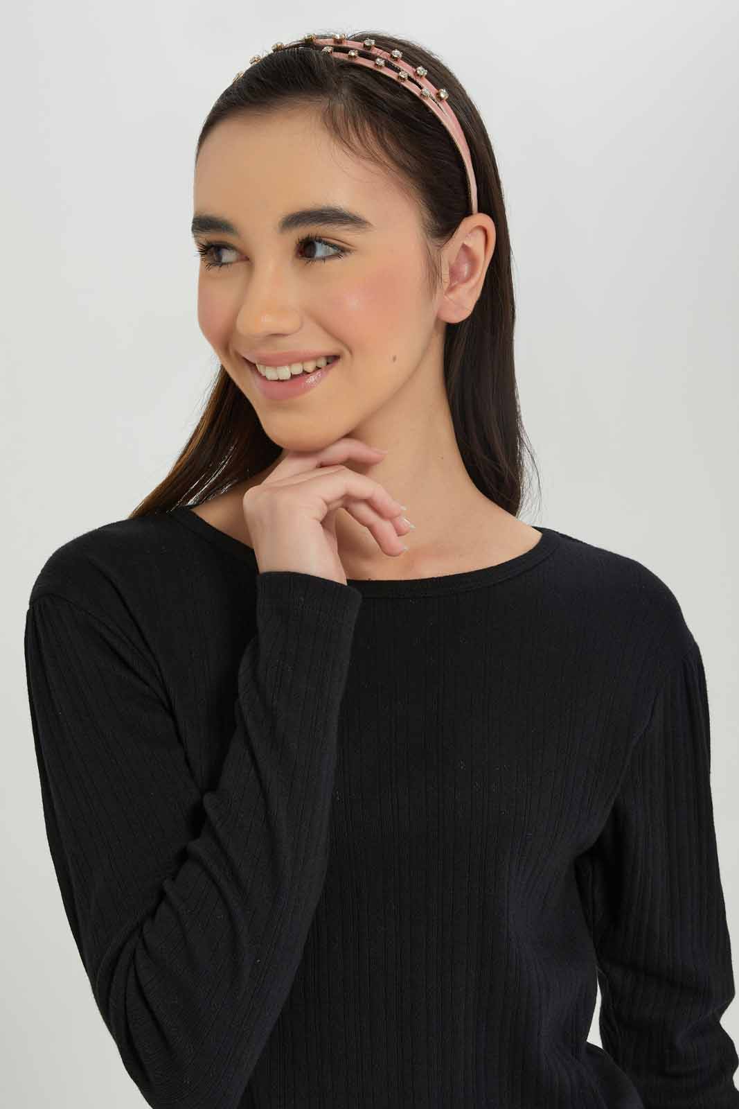 Redtag-Girls-Black-Pointelle-Top-Category:T-Shirts,-Colour:Black,-Deals:New-In,-Dept:Girls,-Filter:Senior-Girls-(8-to-14-Yrs),-GSR-T-Shirts,-New-In-GSR-APL,-Non-Sale,-S23A,-Section:Girls-(0-to-14Yrs),-TBL-Senior-Girls-9 to 14 Years