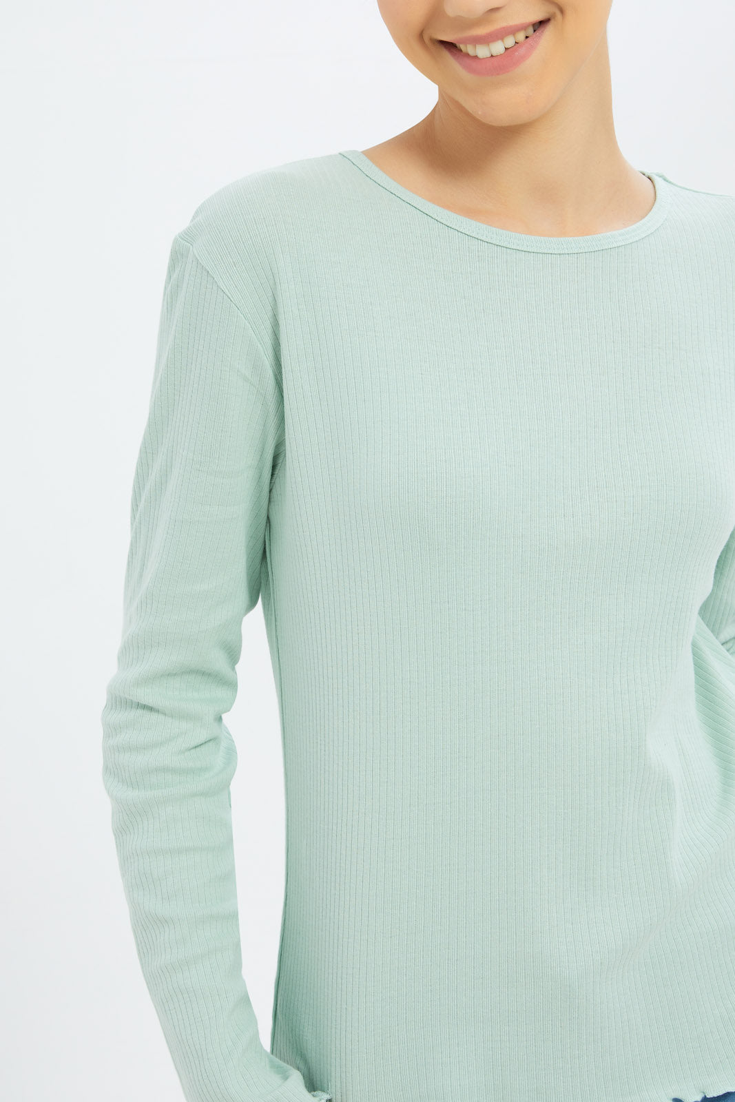 Redtag-Girls-Mint-L/S-Rib-Top-Category:T-Shirts,-Colour:Mint,-Deals:2-FOR-49,-Deals:New-In,-Dept:Girls,-Filter:Senior-Girls-(8-to-14-Yrs),-GSR-T-Shirts,-H1:KWR,-H2:GSR,-H3:TSH,-H4:CAT,-New-In-GSR-APL,-Non-Sale,-S23A,-Season:S23A,-Section:Girls-(0-to-14Yrs),-TBL-Senior-Girls-9 to 14 Years