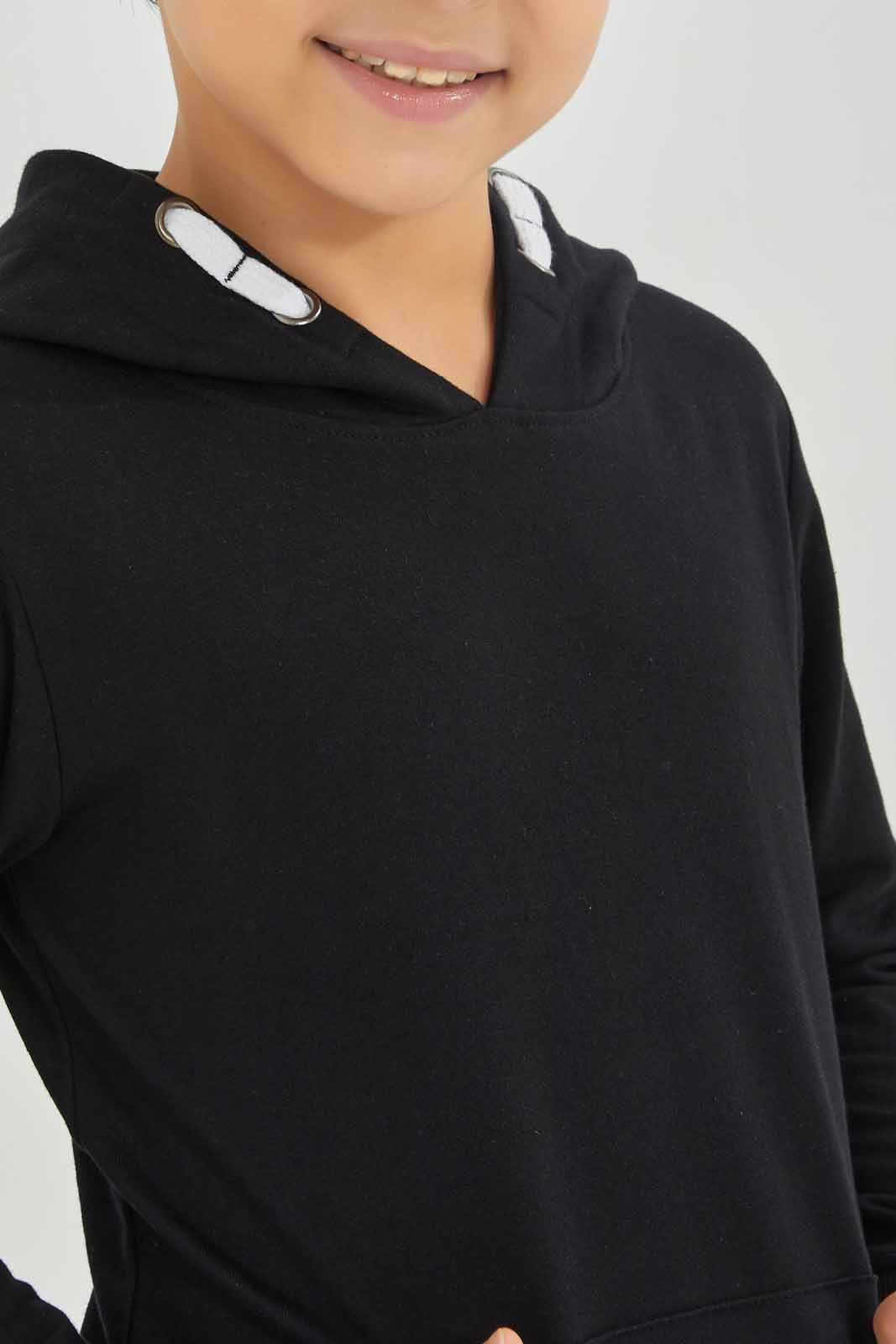 Redtag-Boys-Black-Hooded-Sweatshirt-BOY-Sweatshirts,-Category:Sweatshirts,-Colour:Black,-Deals:New-In,-Dept:Boys,-Filter:Boys-(2-to-8-Yrs),-New-In-BOY-APL,-Non-Sale,-S23A,-Section:Boys-(0-to-14Yrs),-TBL-Boys-2 to 8 Years