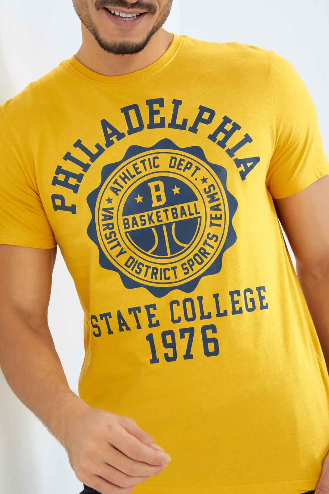 Redtag-Men-Yellow-Graphic-T-Shirt-Category:T-Shirts,-Colour:Yellow,-Deals:New-In,-Dept:Menswear,-Filter:Men's-Clothing,-Men-T-Shirts,-New-In-Men-APL,-Non-Sale,-S23B,-Section:Men,-TBL-Men's-