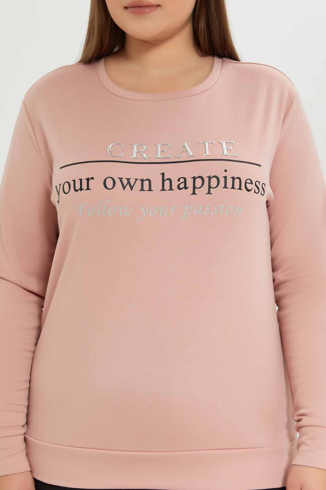 Redtag-Women-Blush-Graphic-Printed-Sweatshirt-Category:Sweatshirts,-Colour:Apricot,-Deals:New-In,-Dept:Ladieswear,-Filter:Plus-Size,-LDP-Sweatshirts,-New-In-LDP-APL,-Non-Sale,-S23A,-Section:Women-Women's-