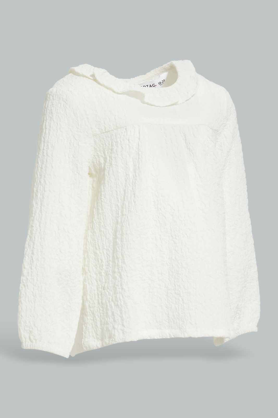 Redtag-Girls-Ivory-Collar-Blouse-Category:Blouses,-Colour:Ivory,-Deals:New-In,-Dept:Girls,-Filter:Infant-Girls-(3-to-24-Mths),-ING-Blouses,-New-In-ING-APL,-Non-Sale,-S23A,-Section:Girls-(0-to-14Yrs)-Infant-Girls-