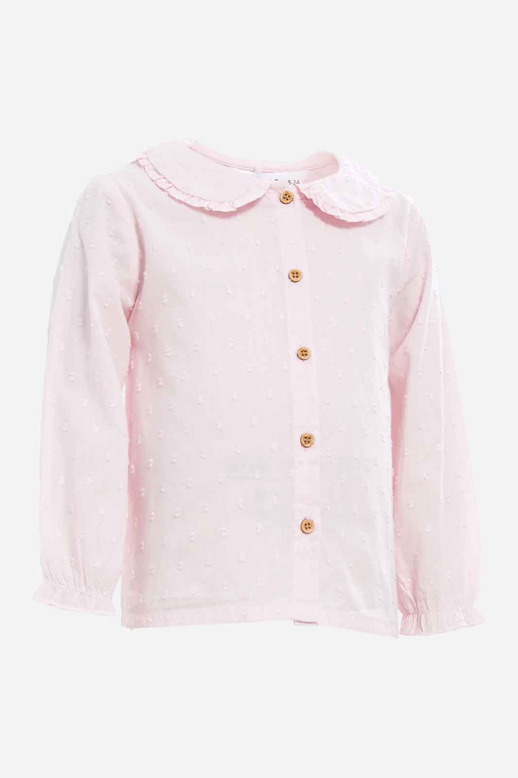 Redtag-Girls-Baby-Pink-Peter-Pan-Collar-Dobby-Blouse-Category:Blouses,-Colour:Apricot,-Deals:New-In,-Dept:Girls,-Filter:Infant-Girls-(3-to-24-Mths),-ING-Blouses,-New-In-ING-APL,-Non-Sale,-S23A,-Section:Girls-(0-to-14Yrs)-Infant-Girls-3 to 24 Months