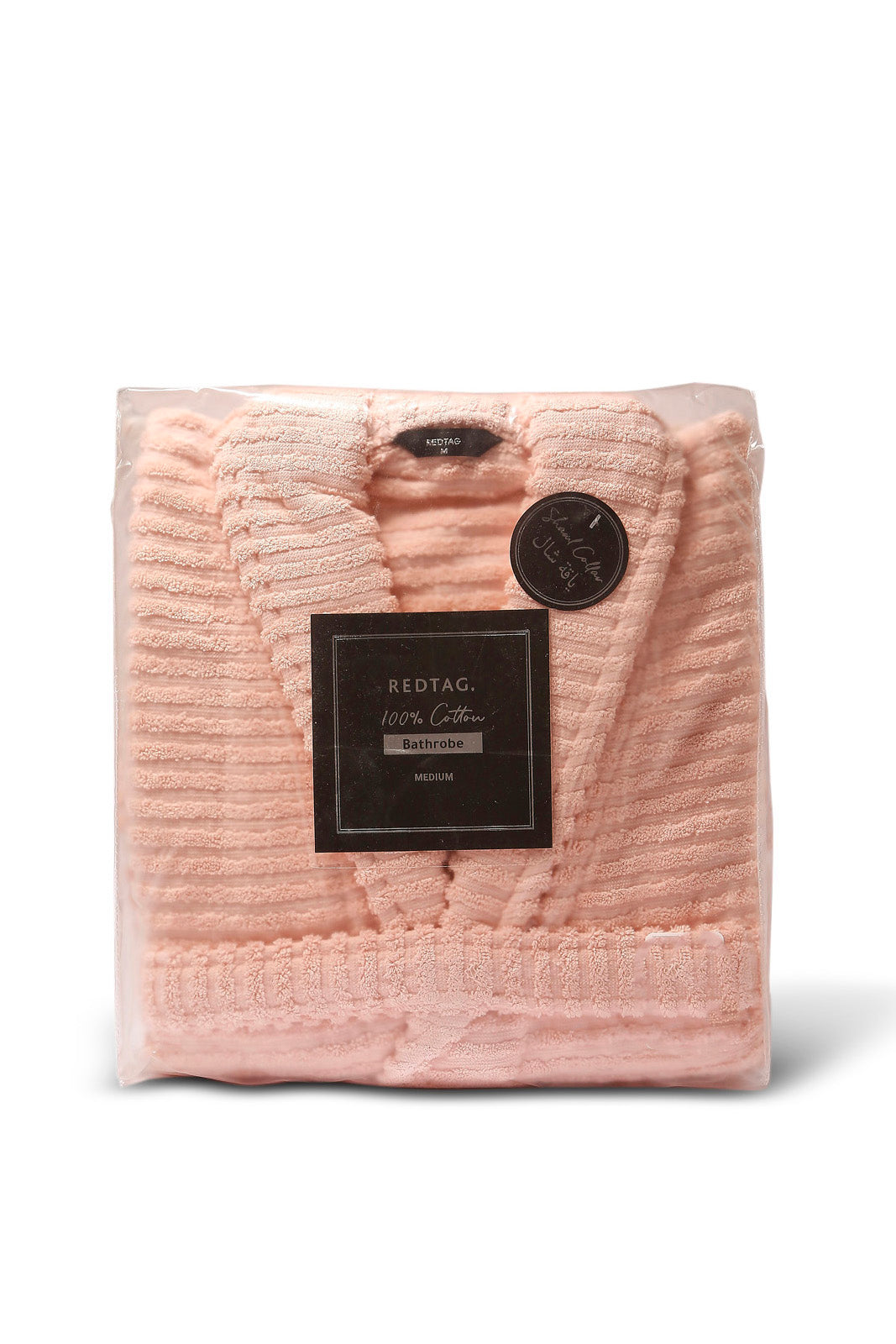 Women Pink Ribbed Bathrobe