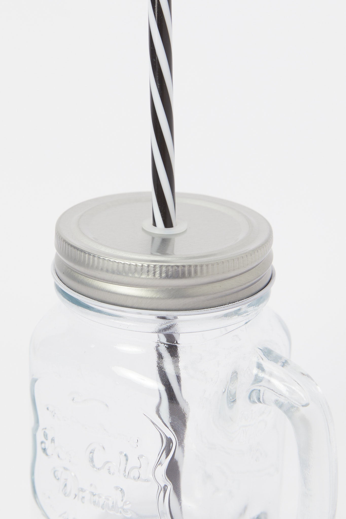 Redtag-Clear-Glass-Mason-Jar-With-Metal-Stand-&-Straws-(13-Piece)-Category:Glasses,-Colour:White,-Deals:New-In,-Dept:Home,-Filter:Home-Dining,-H1:HMW,-H2:DIN,-H3:DRW,-H4:GLS,-HMW-DIN-Drinkware,-New-In-HMW-DIN,-Non-Sale,-S23A,-Season:S23A,-Section:Homewares-Home-Dining-