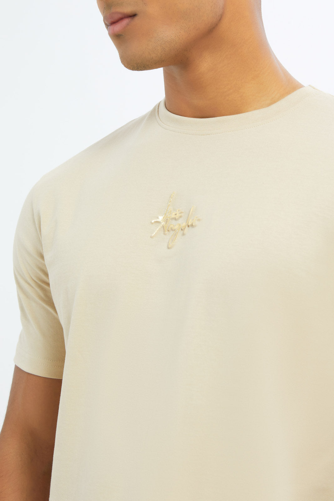 Redtag-Men-Beige-Signature-Scope-Hem-T-Shirt-Category:T-Shirts,-Colour:Beige,-Deals:New-In,-Dept:Menswear,-Filter:Men's-Clothing,-H1:MWR,-H2:GEN,-H3:TSH,-H4:TSH,-Men-T-Shirts,-New-In-Men-APL,-Non-Sale,-RMD,-S23C,-Season:S23C,-Section:Men-Men's-