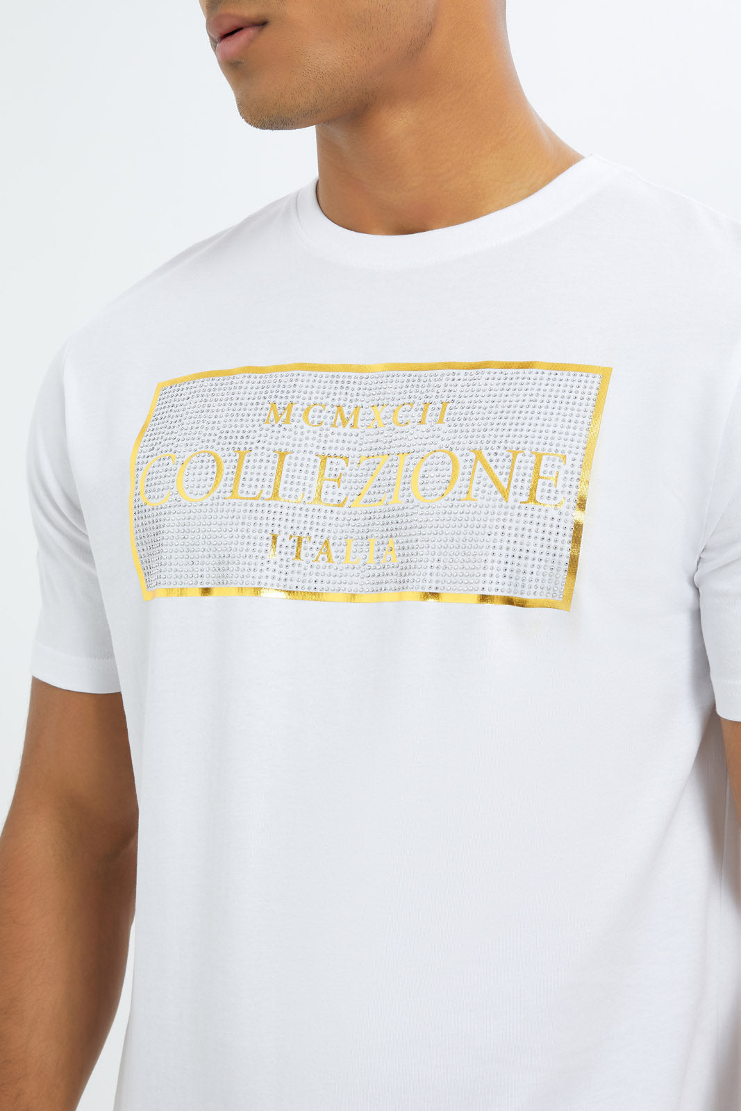 Redtag-Men-White-Rhinestone-T-Shirt-Category:T-Shirts,-Colour:White,-Deals:New-In,-Dept:Menswear,-Filter:Men's-Clothing,-H1:MWR,-H2:GEN,-H3:TSH,-H4:TSH,-Men-T-Shirts,-New-In-Men-APL,-Non-Sale,-RMD,-S23C,-Season:S23C,-Section:Men-Men's-