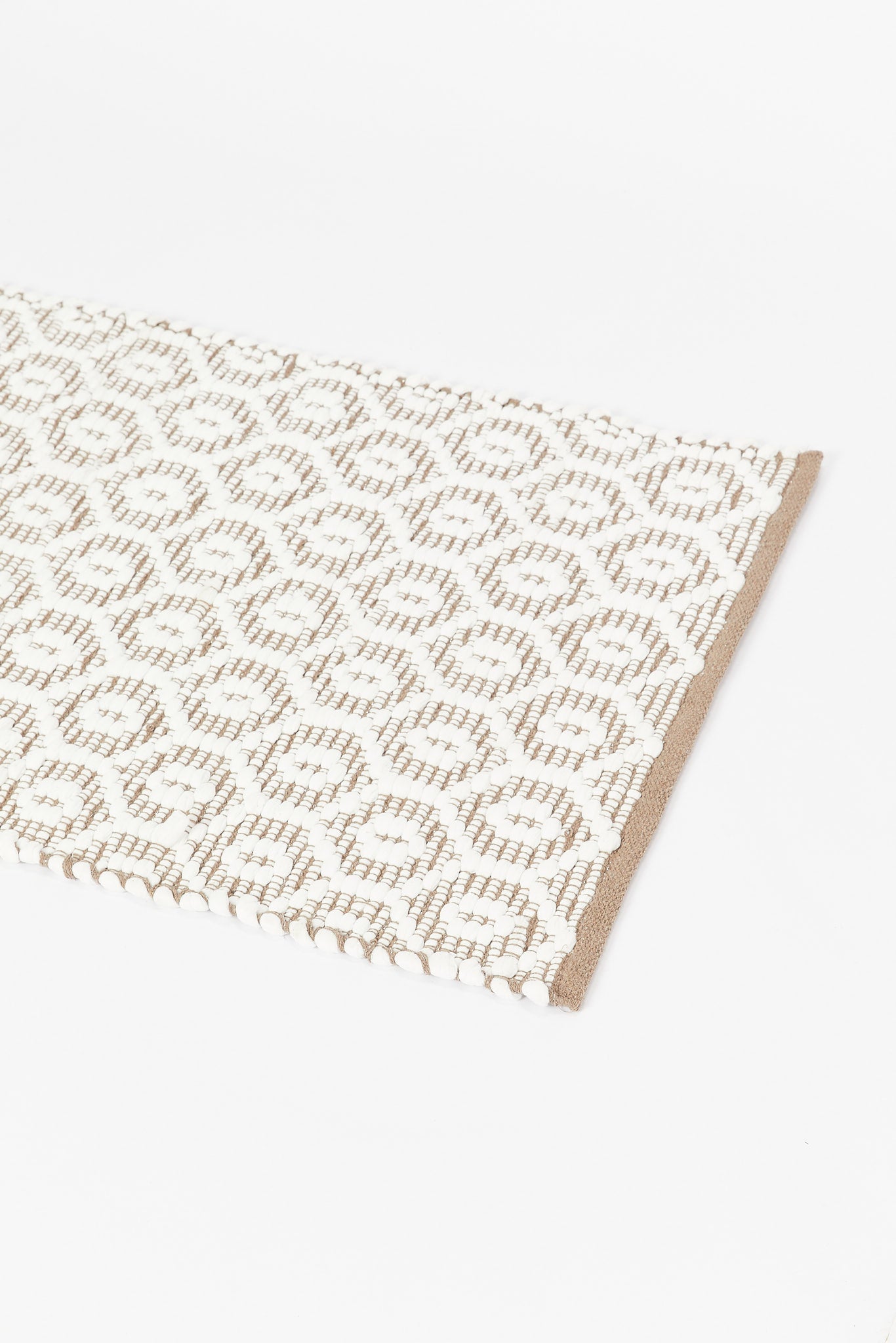 Redtag-Beige-Diamond-Pattern-Cotton-Dhurrie-Category:Rugs,-Colour:Beige,-Deals:New-In,-Dept:Home,-Filter:Home-Decor,-HMW-HOM-Rugs-&-Door-Mats,-New-In-HMW-HOM,-Non-Sale,-S23B,-Section:Homewares-Home-Decor-